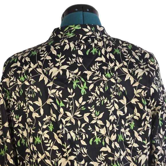 Tuckernuck Royal Shirt Dress in Leaf Print Black Tan White Small - Picture 5 of 9
